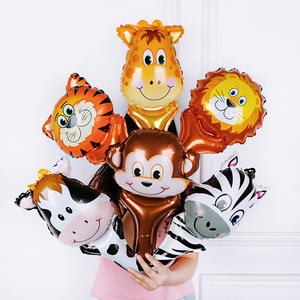 Ballons en aluminium en forme de tête d'animal de dessin animé, variété d'animaux, décorations festives, ballons à main pour Noël - Product Image 1