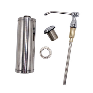 Distributeur de savon en cuivre massif, à fixation murale, à pression manuelle, 300g, chromé, design minimaliste, accessoire pour évier de cuisine et salle de bain - Product Image 1