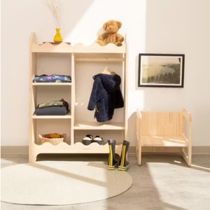 Legno del bambino guardaroba Montessori cremagliera abbigliamento guardaroba abbigliamento portaoggetti per bambini - Product Image 2