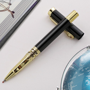 Stylo à bille à roulettes noir avec garniture dorée, clip en forme de <span class=keywords><strong>dragon</strong></span> creux, cadeaux lourds personnalisés avec logo gravé, promotionnel - Product Image 5