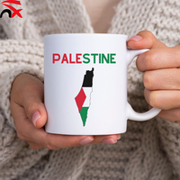 Mug en céramique personnalisé avec logo, motif carte palestinienne et imprimé pastèque, 11 oz, blanc, pour café et thé, souvenir de Palestine