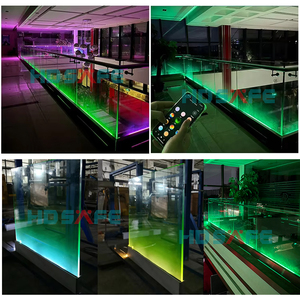 Balaustra HDSAFE Villa esterna giardino tetto in vetro <span class=keywords><strong>parapetto</strong></span> in alluminio U Base profilo di sicurezza LED luce ringhiera <span class=keywords><strong>balcone</strong></span> barriera di vetro - Product Image 6