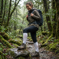 Chaussettes blanches hautes jusqu'au genou 100% imperméables, membrane technique 3 couches respirante, tube long pour la randonnée, le trekking, la course à pied, le cyclisme