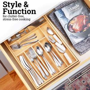 Tiroir à couverts réglable <span class=keywords><strong>en</strong></span> bambou extensible <span class=keywords><strong>cuisine</strong></span> chambre organisateur de rangement pour fourchette cuillère baguettes <span class=keywords><strong>plateau</strong></span> <span class=keywords><strong>en</strong></span> <span class=keywords><strong>bois</strong></span> - Product Image 6
