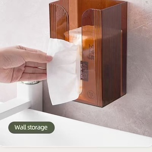 Boîte à mouchoirs murale au design simple et moderne, porte-papier toilette, boîte à mouchoirs multifonctionnelle pour salle de bain et cuisine - Product Image 3