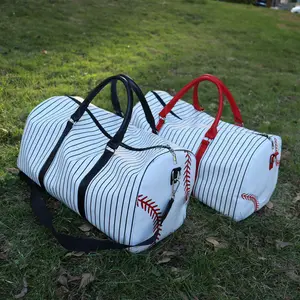 2022新款大容量棒球旅行包PU手柄肩带行李袋便携式健身包