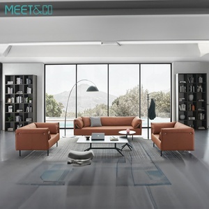 High Quality Modern Muebles De Oficina <b>Leather</b> Executive Office <b>Sofa</b> Set PU Material Living Room <b>Sofas</b> Visitor Sectional <b>Sofa</b> - Product Image 3