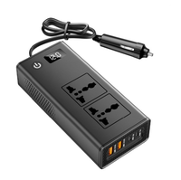 Onduleur de voiture transfrontalier M6800 200W 12V 110V Norme US avec 4 ports USB à charge rapide indépendante PD 20W+QC 36W pour batterie au plomb-acide