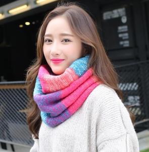 Bufanda de punto de invierno de hilo acrílico de colores mezclados, tipo snood, de cachemira, con diseño de cable, calentador de cuello - Product Image 4