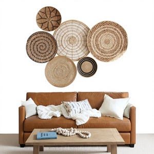 Ensemble de paniers muraux bohèmes en rotin et en jonc de mer écologiques pour la décoration intérieure moderne, cadeau de Diwali - Product Image 1