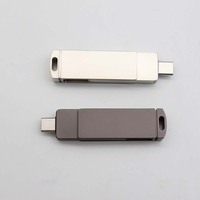 Pen Drive jempol USB logam, Flash Drive logam TYPE-C kustom Stik Usb 64GB 256GB 32GB 16GB 8GB