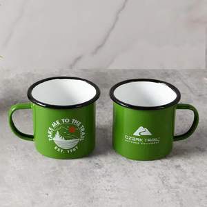 Tasses en émail de camping personnalisées <span class=keywords><strong>avec</strong></span> logo, 350 ml/12 oz, en acier métallique moucheté, <span class=keywords><strong>avec</strong></span> poignée, pour café et lait, vente en gros - Product Image 4