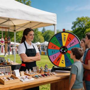 Rueda de la Fortuna de 24 Pulgadas para Juego de Stand de Carnaval, <span class=keywords><strong>Bingo</strong></span> Interactivo, Sorteo de Lotería, Premios Aleatorios y Rifa - Product Image 4