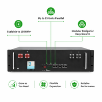 Batería de Litio LiFePO4 Estándar de 19 Pulgadas 4U para Rack, 51.2V 200Ah 10.24kWh ESS, para Sistema Solar Doméstico y Fuente de Alimentación de Respaldo