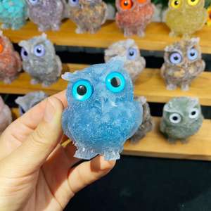 卸売り天然高品質クリスタルクラフト樹脂フクロウクリスタル彫刻瞑想用 - Product Image 2