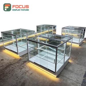 Premium Smoke Shop Display Cabinet Wood Glass Counter LED <b>Lighting</b> Tobacco Display Cabinet - Product Image 2