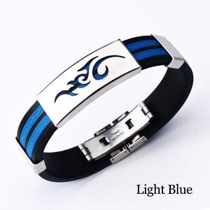 Bracciale <span class=keywords><strong>da</strong></span> <span class=keywords><strong>uomo</strong></span> personalità della moda bracciale sportivo <span class=keywords><strong>da</strong></span> basket in acciaio al titanio bracciale sportivo <span class=keywords><strong>da</strong></span> <span class=keywords><strong>uomo</strong></span> bracciale in gomma con cinturino in Silicone - Product Image 4