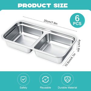 Boîtes à lunch portables en acier inoxydable 304 à 2 compartiments, boîtes de rangement pour aliments, boîtes bento divisées, boîte à repas pour la préparation des repas avec couvercles - Product Image 2