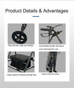 Chinese Factory Price New Elderly <strong>Walker</strong> Portable Foldable <strong>Rollator</strong> <strong>Walker</strong> with Soft Seat - Product Image 4