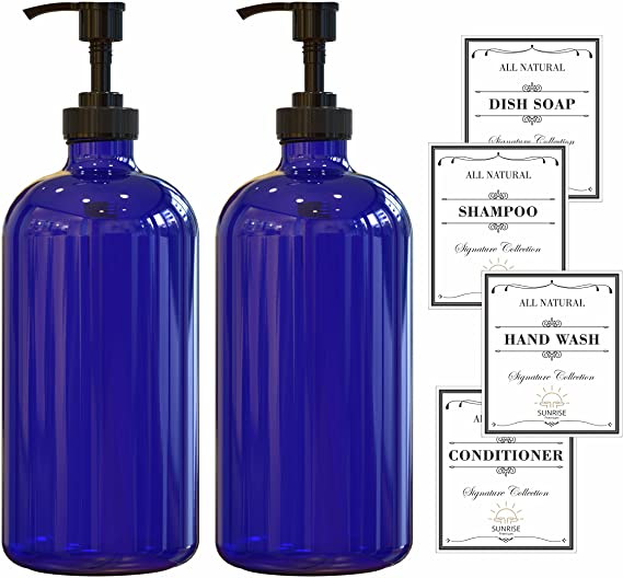 16oz Clear Glass Soap Dispenser with Plastic Pump Refillable Soap Pump Dispenser for Bathroom and Kitchen