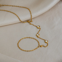 Bijoux pour femmes, tendance américaine, mode haut de gamme, zircon blanc, acier inoxydable, plaqué or 18 carats, chaîne de doigt élégante