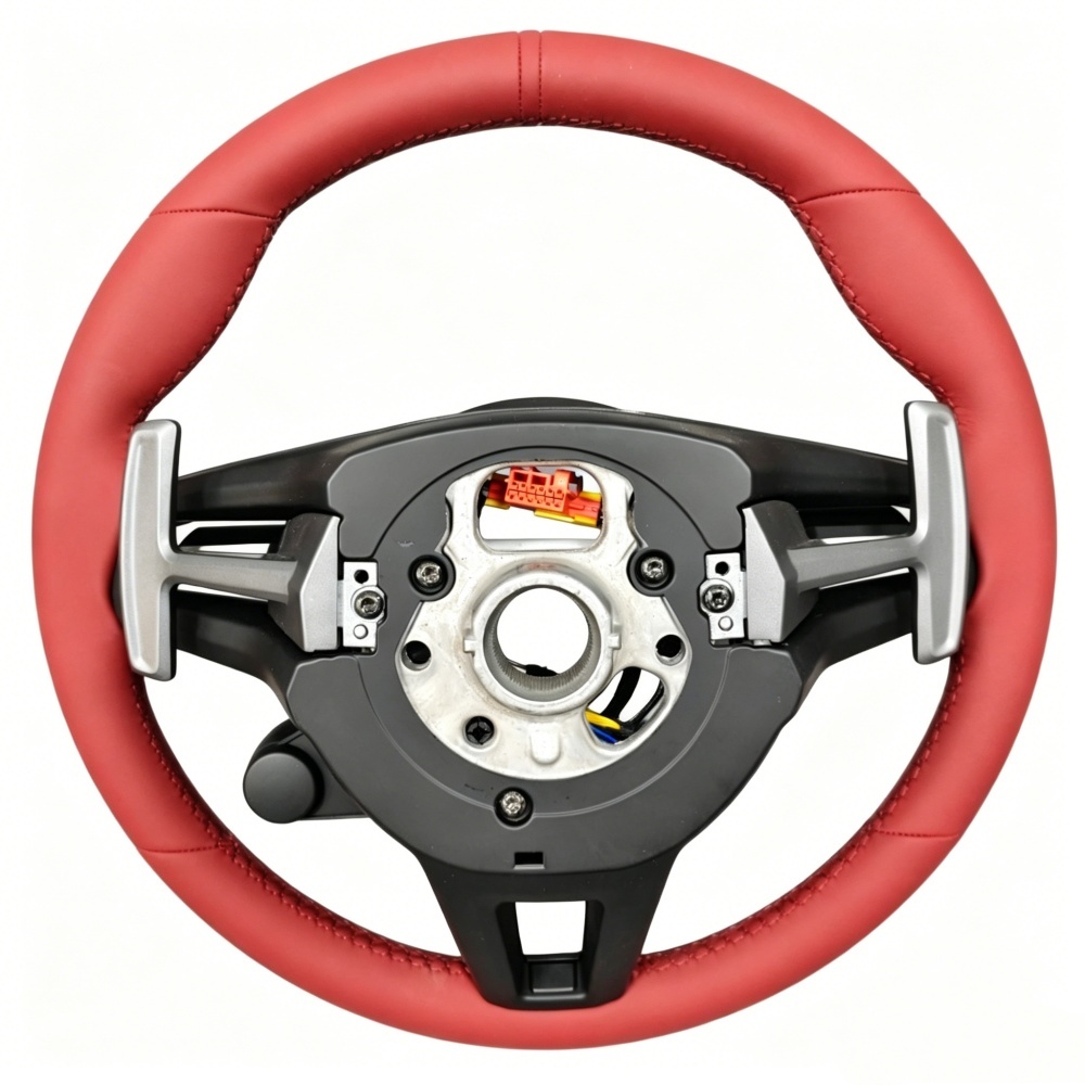 Upgrade Red Real Leather Steering Wheel (Porsche Fitment), photo 6