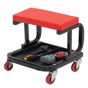 Sgabello da Lavoro Girevole Rinforzato con Seduta Imbottita in PU e Vassoio Portautensili Diviso per Officina Meccanica - Product Image 2
