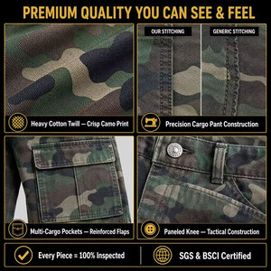Pantalones Cargo Convertibles Vintage Lavados Personalizados, Estilo Camuflaje, Ripstop, Desmontables, Fabricante de Ropa Urbana - Product Image 3