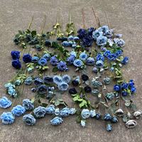 Vente en Gros de Bouquet de Roses Artificielles en Soie de Style Bleu de Mariage