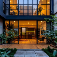 Porte coulissante robuste en acier inoxydable pour balcon, étanche, double vitrage, pour villa extérieure résistante aux intempéries
