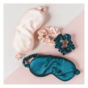 Tùy Chỉnh Màu Sắc Chất Lượng Cao Dâu Lụa Scrunchies Tóc Scrunchies Lụa Ngủ Mặt Nạ Mắt Cho Quà Tặng