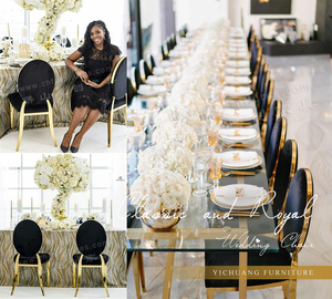 Modern istiflenebilir olay parti paslanmaz çelik altın düğün sandalyesi kiralama - Product Image 5