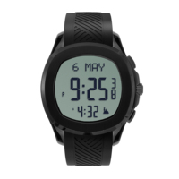 Montre numérique mondiale en acier inoxydable pour homme avec calendriers arabe/anglais, Hijri et Grégorien.