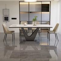 Juego de Mesa de Comedor de Lujo con Cubierta de Mármol, Mesa Rectangular de Cocina y 6 Sillas (Oferta)
