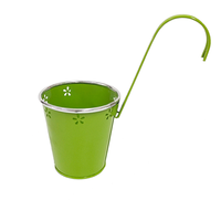 Pot de fleurs suspendu en métal vert avec crochet, jardinière en métal ajouré pour décoration de balustrade, balcon et jardin