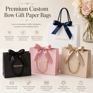 Sacs en Papier Personnalisés Imprimés Luxe en Carton Noir <span class=keywords><strong>Kraft</strong></span> <span class=keywords><strong>Sac</strong></span> <span class=keywords><strong>Cadeau</strong></span> Avec Poignée en Ruban pour Shopping avec Votre Propre Logo - Product Image 2