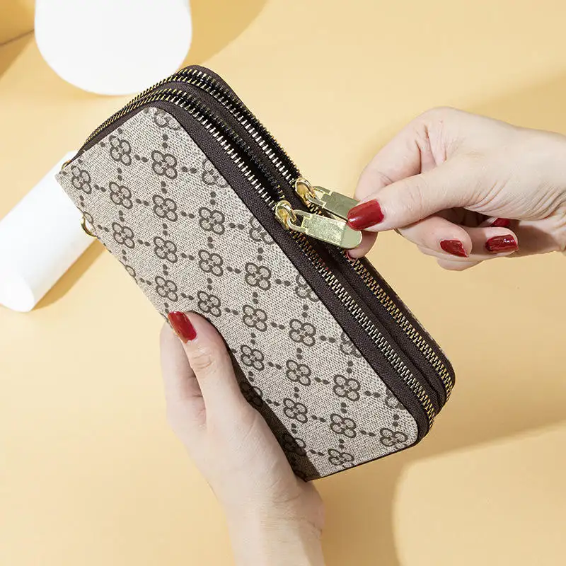 Luxury Designer Long Wallet Women Clutch Purse Double Zipper Fashion Luxury Designer Money Bag For Ladies