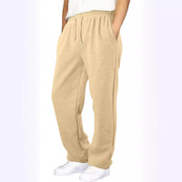 Pantalon de jogging pour homme, taille haute, en molleton chaud, coupe oversize, hiver, avec logo à la taille, style streetwear, sport et décontracté