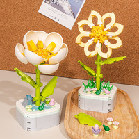 Blocs de construction à petites particules, plantes en pot, œillets, en plastique ABS, 100-200 pièces, compatibles DIY pour jeunes