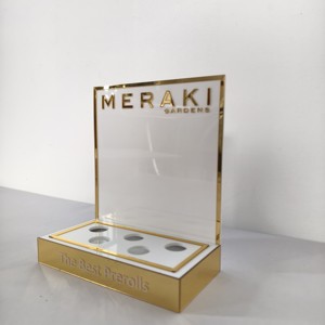 Tùy Chỉnh Thiết Kế Acrylic Vàng Gương Hiển Thị Truy Cập Đứng Nước Hoa Mỹ Phẩm Hiển Thị Giá - Product Image 1