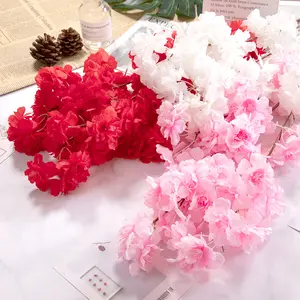 Vendita calda di buona qualità di seta grande bastone fiori di ciliegio fiori artificiali