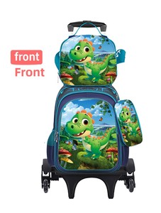 Juego <span class=keywords><strong>de</strong></span> Tres Piezas <span class=keywords><strong>de</strong></span> Mochila Escolar con Ruedas Universales para Estudiantes <span class=keywords><strong>de</strong></span> Primaria, Lonchera y Estuche para Lápices, Diseño <span class=keywords><strong>de</strong></span> Anime y Dibujos Animados - Product Image 2