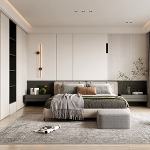 Factory Direct Minimalist Wooden <strong>Bedroom</strong> Furniture Set Custom Bed Frame Wardrobe Bedside Modular Integrated Cabinet Storage <strong>Unit</strong> - Product Image 3