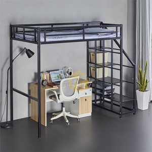 Современная металлическая двухъярусная кровать с лестницей для школы и больницы, мебель для учеников и взрослых - Product Image 1