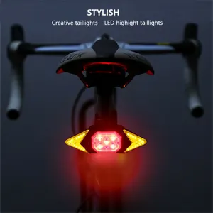 Feu arrière de vélo à LED, Rechargeable par USB, sans fil, indicateur LED, clignotants, signalisation de sécurité, feu arrière de bicyclette, 1 pièce