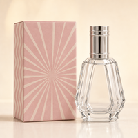 Flacon de parfum vide personnalisé en verre facetté avec bouchon argenté, flacon atomiseur rechargeable en gros avec boîte, logo personnalisé de luxe