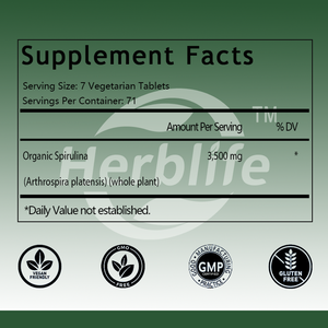 Comprimés de spiruline biologique à vente chaude OEM/ODM 3500 mg |   500 unités |   Soutien du système immunitaire, soutien énergétique, complément sans gluten - Product Image 2