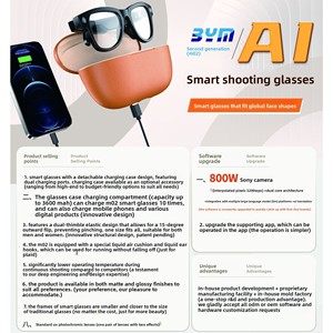 แว่นตาอัจฉริยะ AI เทคโนโลยีใหม่สีดำ ปี 2026 ความละเอียด 800W พิกเซล พร้อมช่องชาร์จแบบย้อนกลับ - Product Image 4