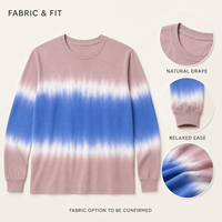Camiseta de punto extragrande con estampado tie-dye y rayas, 100% algodón, ecológica, transpirable, de ajuste cómodo para marcas DTC de marca privada
