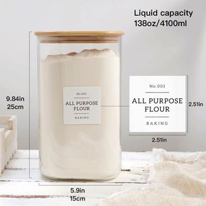Large Capacity Borosilicate Glass Food <b>Storage</b> <b>Jars</b> Acacia Wood Lid Modern Eco-Friendly <b>Kitchen</b> Camping Use Freshness - Product Image 2